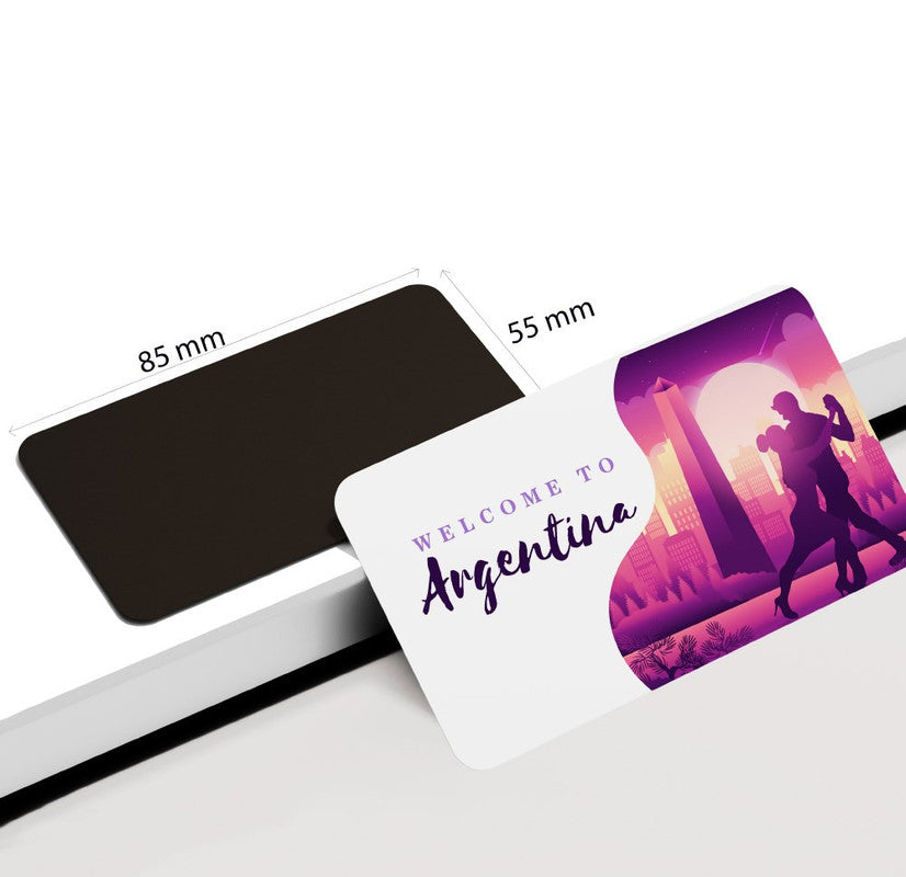 dhcrafts Rectangular Rubber Fridge Magnet / Magnetic Card Purple Argentina Design Pack of 1 (8.6cm x 5.4cm)